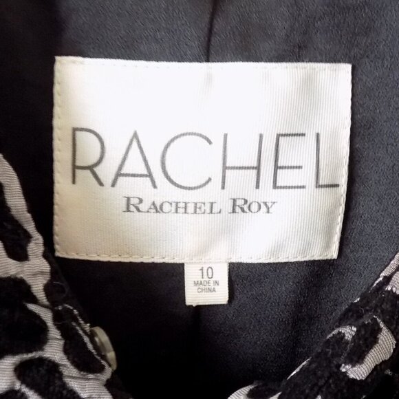 Rachel Roy Leopard Print Jacket Size 10 Black Dark Gray Metallic - Picture 7 of 8
